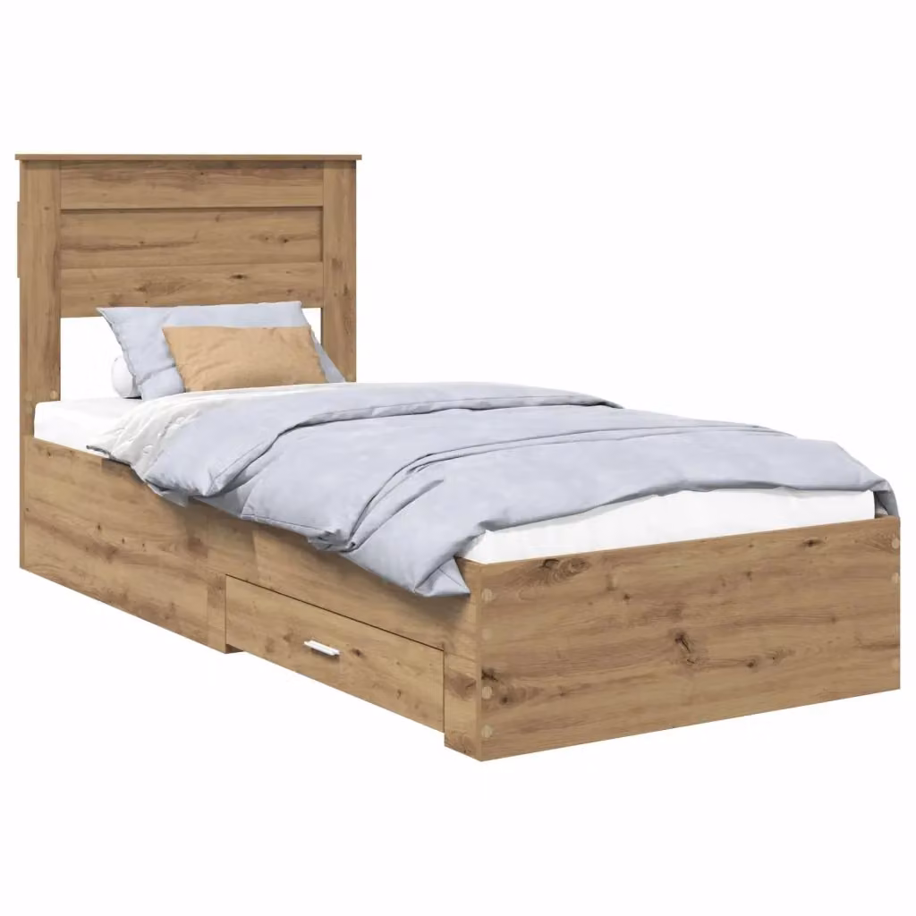 Struttura del letto con cassetti vidaXL in legno color rovere, L 100 x P 200 cm – 2