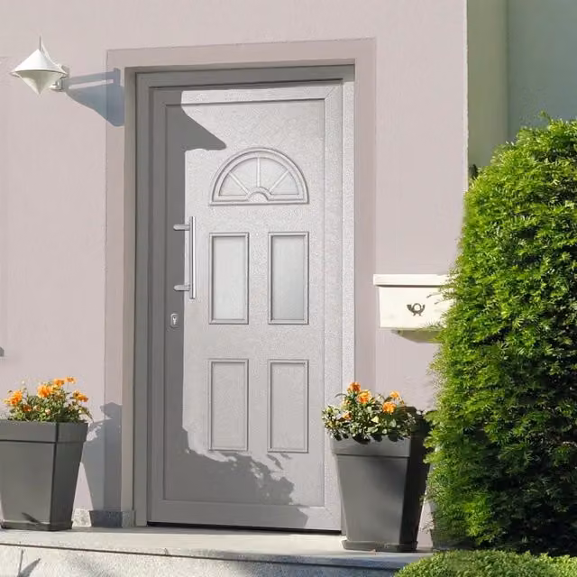 Porta d'ingresso bianca con inserto in vetro vidaXL L: 110 cm, H: 210 cm