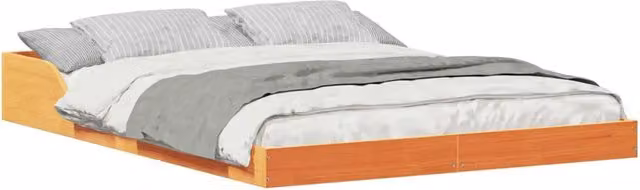 Letto matrimoniale | Letto per adulti | Struttura del letto Marrone cerato 140 x 190 cm Pino massello