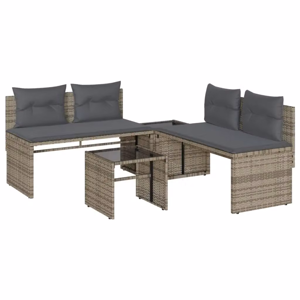 Set da Giardino Moderno vidaXL con Divano a L, Tavolino e Cuscini Grigio – 2