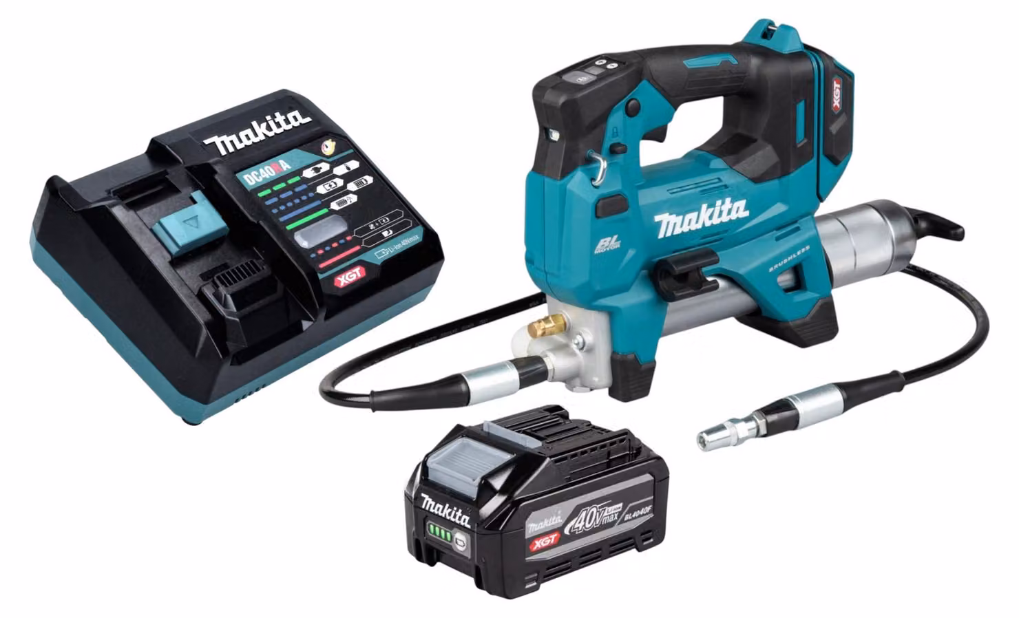Makita GP 001 GU101 Pompa per grasso a batteria 40 V max. 690 bar Brushless + 1x batteria 4,0 Ah + caricabatterie