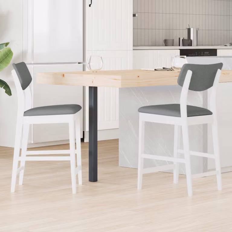Set di 2 sedie da pranzo vidaXL in legno di gomma bianco moderno L/P/H: 48 x 49 x 95 cm