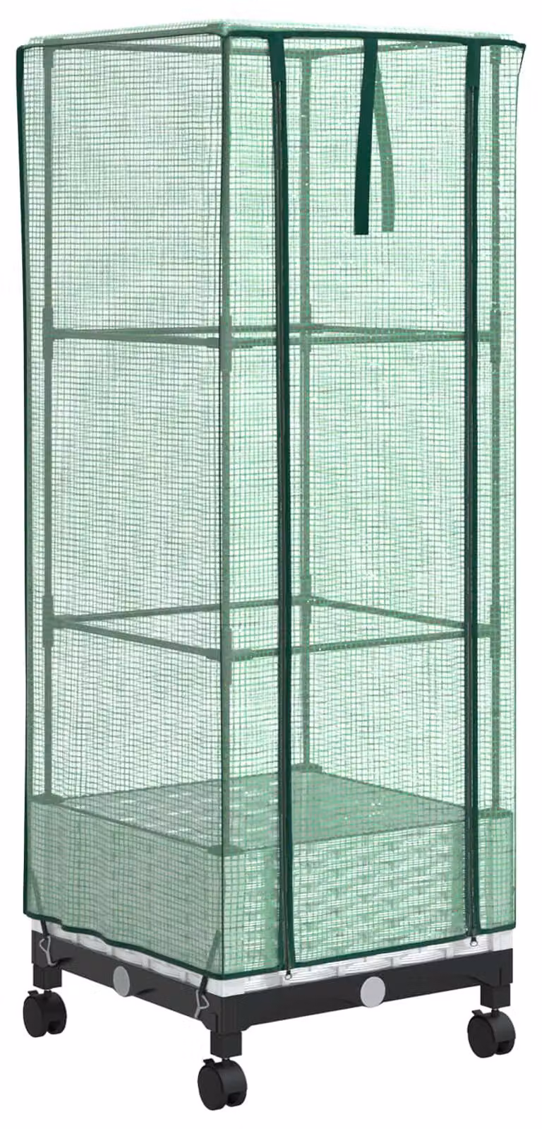 Vaso da giardino con copertura a serra e ruote, colore bianco, materiale: polipropilene