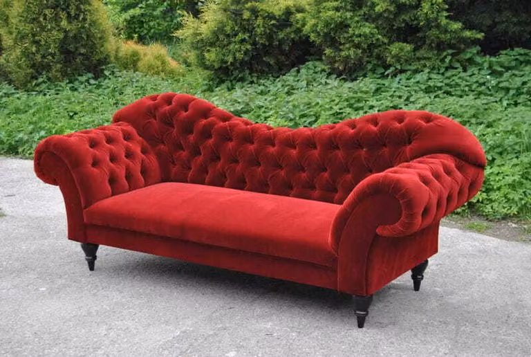 Dreisitzer Design Polster Sitz Textil Sofa 3 Sitzer Chesterfield rot Couch