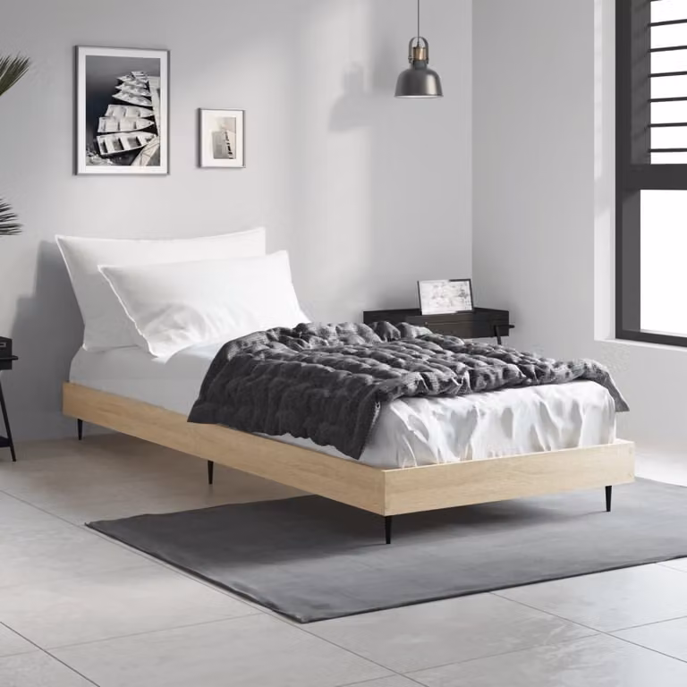 The Living Store Struttura per letto in rovere Sonoma 75x190 cm Materiale a base di legno