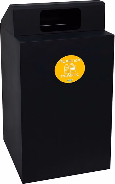 Contenitore per Raccolta Differenziata Capacità 100 L con Etichette 45x50x96 cm in Acciaio Verniciato Antracite