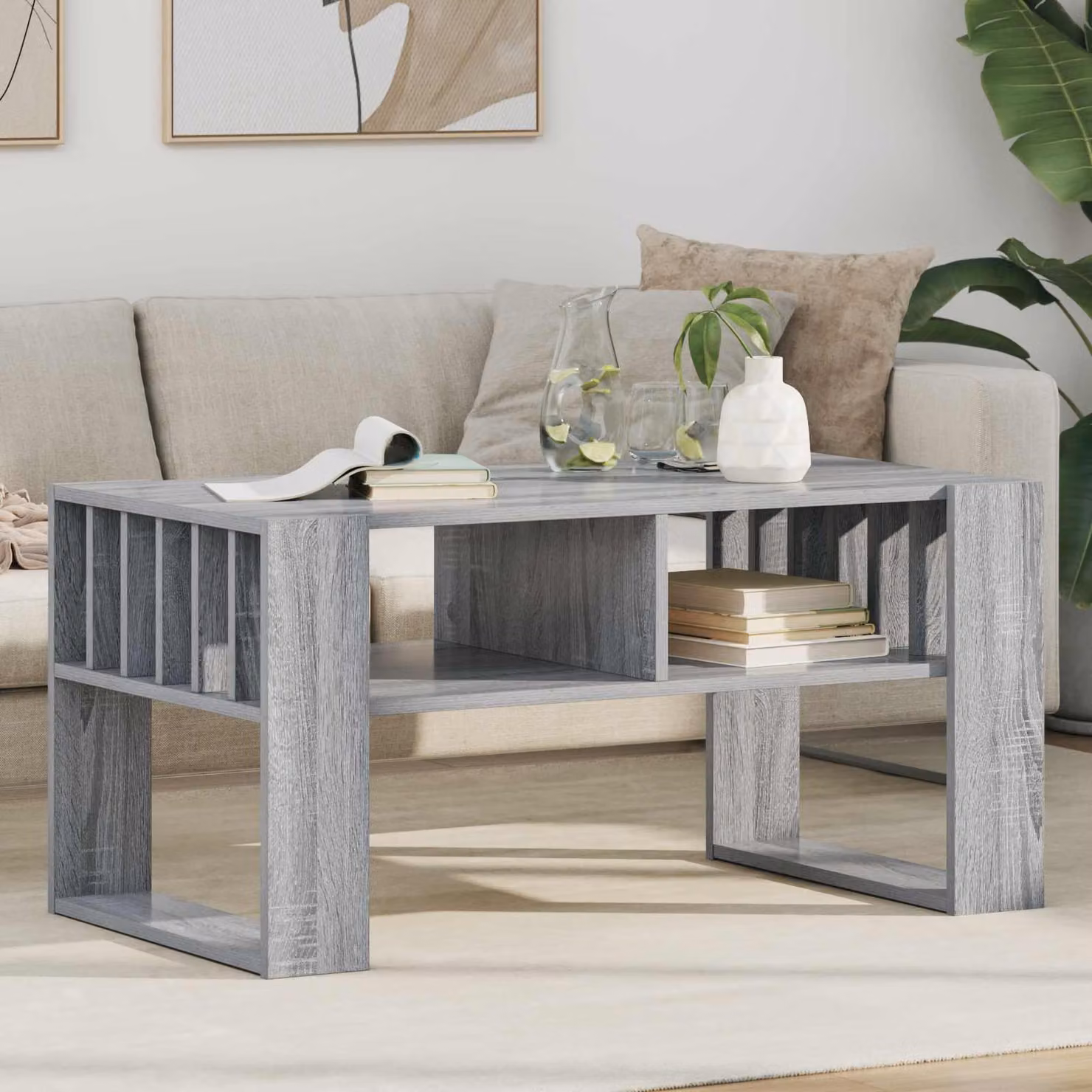 Maison Exclusive - Tavolino Sonoma grigio, 92 x 49,5 x 45 cm, realizzato in legno composito