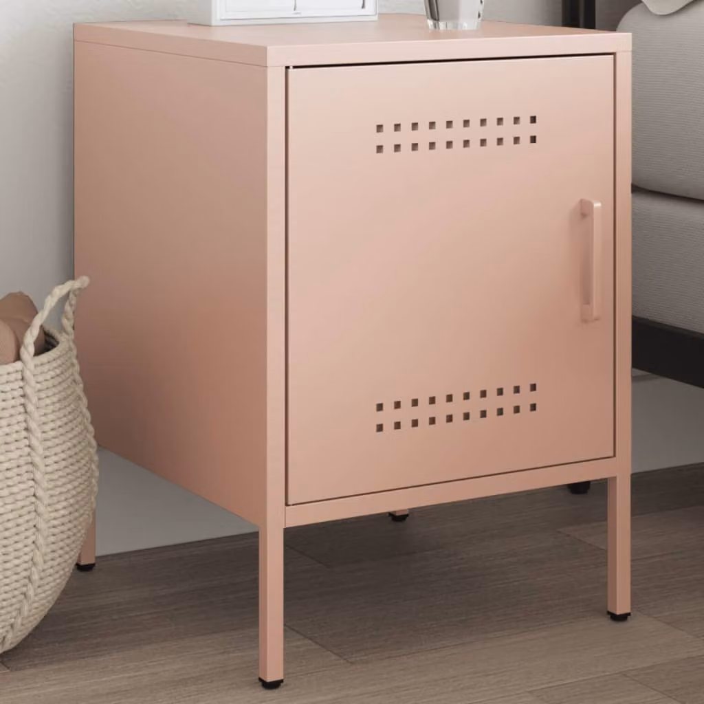 Comodino rosa vidaXL in metallo stile industriale da appendere a parete L 36 cm x P 39 cm x H 50,5 cm
