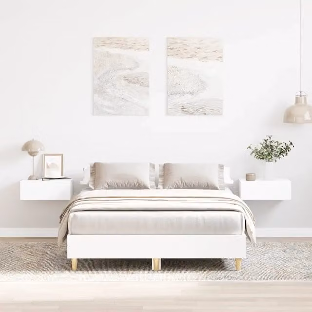Giroletto vidaXL in legno multistrato bianco senza materasso L/P/H: 193 x 138 x 25 cm