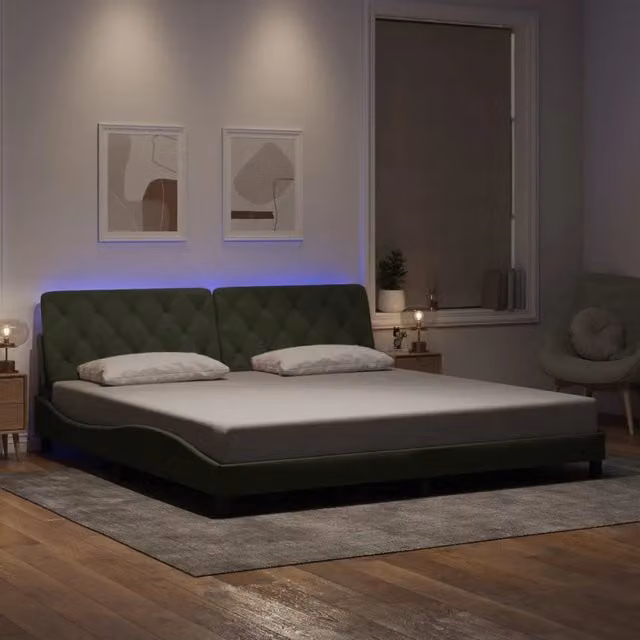 Giroletto vidaXL in velluto grigio con illuminazione LED sottostante e porta di ricarica USB, L/P: 200 x 200 cm