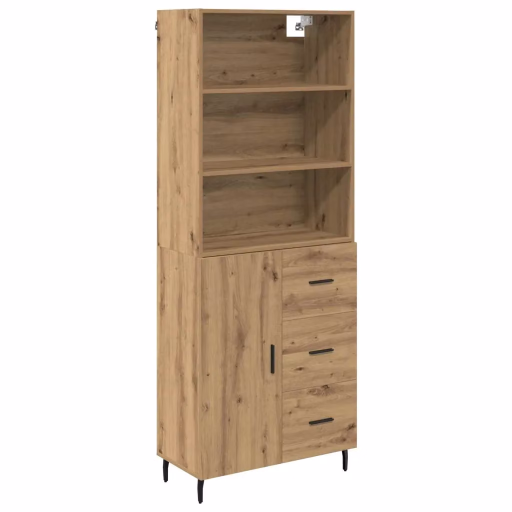 Set di 2 credenze moderne vidaXL in rovere marrone con ante a battente e ripiani interni L: 69,5 cm, P: 32,5 cm, H: 180 cm – 2