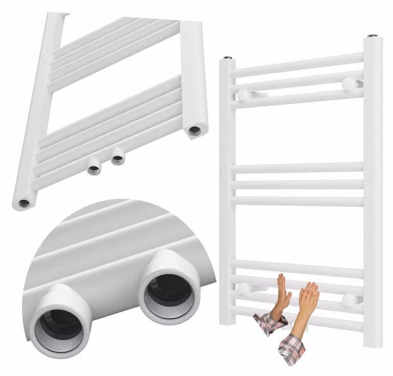 Granitan - Termoarredo bagno - Scaldasalviette 70x50 cm - Radiatore bianco - portasciugamani - RAVEN