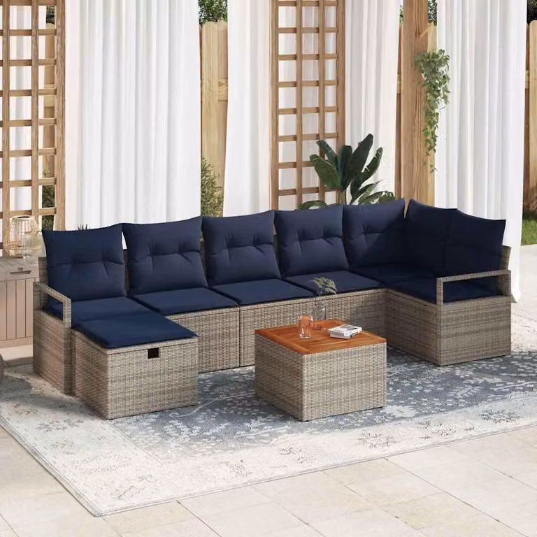 Maison Exclusive - Set da giardino composto da 8 pezzi. Divano in rattan sintetico, colore grigio