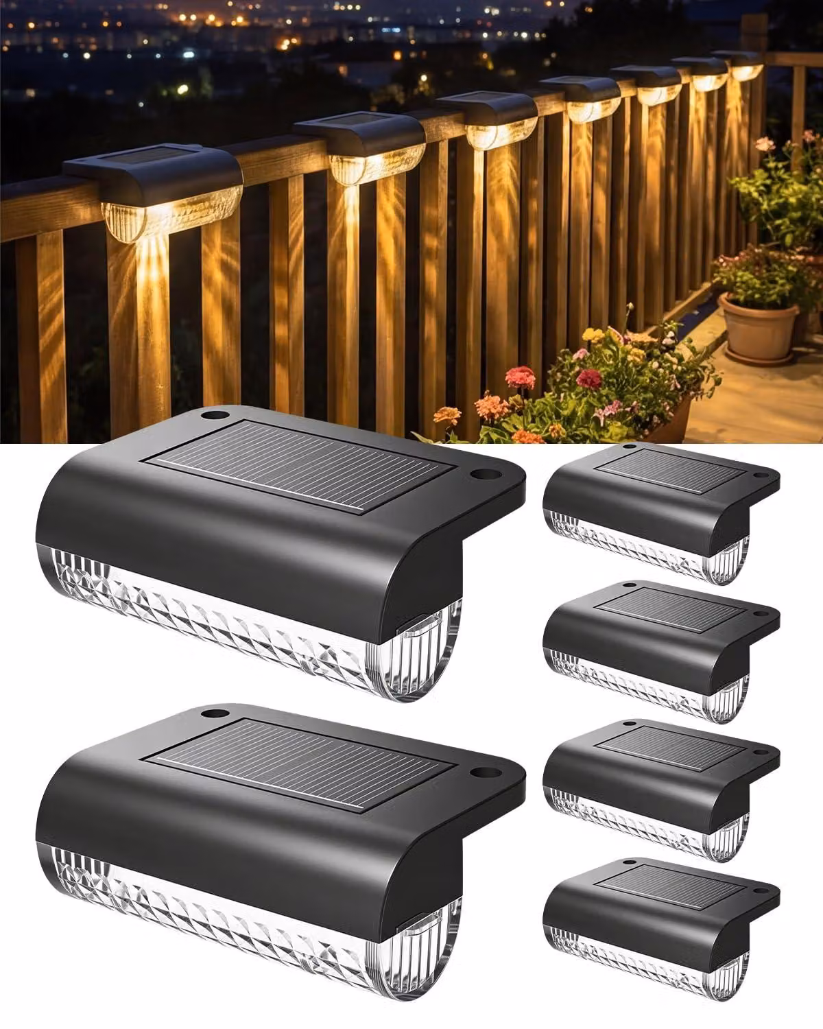 6 lampade solari per esterni, applique a energia solare, grado di protezione IP65 (resistente all'acqua)