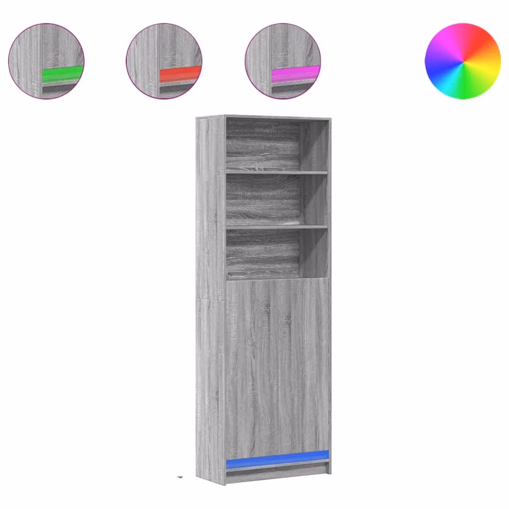 Credenza con LED Grigio Sonoma 69x32,5x200 cm in Truciolato