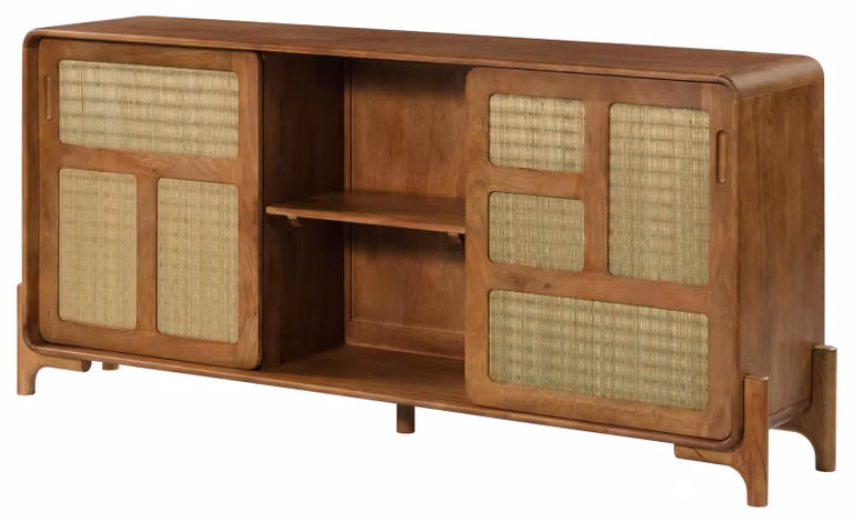 MASSIVMOEBEL24 | Credenza in legno di Mango - alga marina 180x40x80 laccato marrone chiaro MIZUMI #102