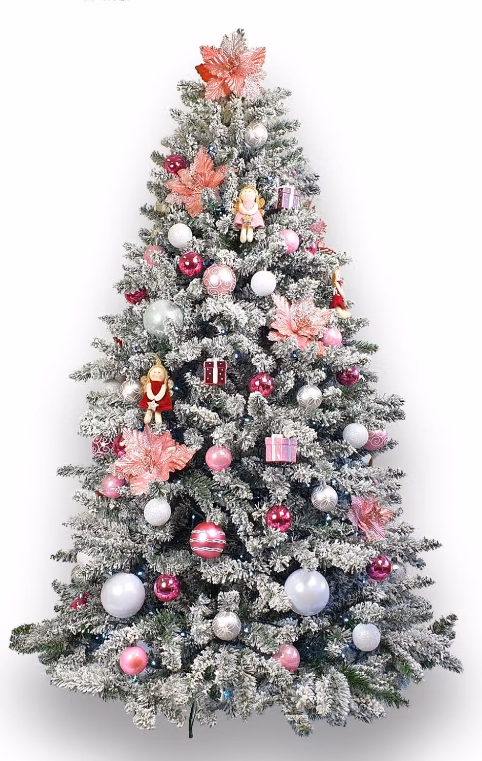 Albero di Natale artificiale decorato con 117 ornamenti PRINCIPESSA MAJA 150 cm con supporto e ornamenti natalizi