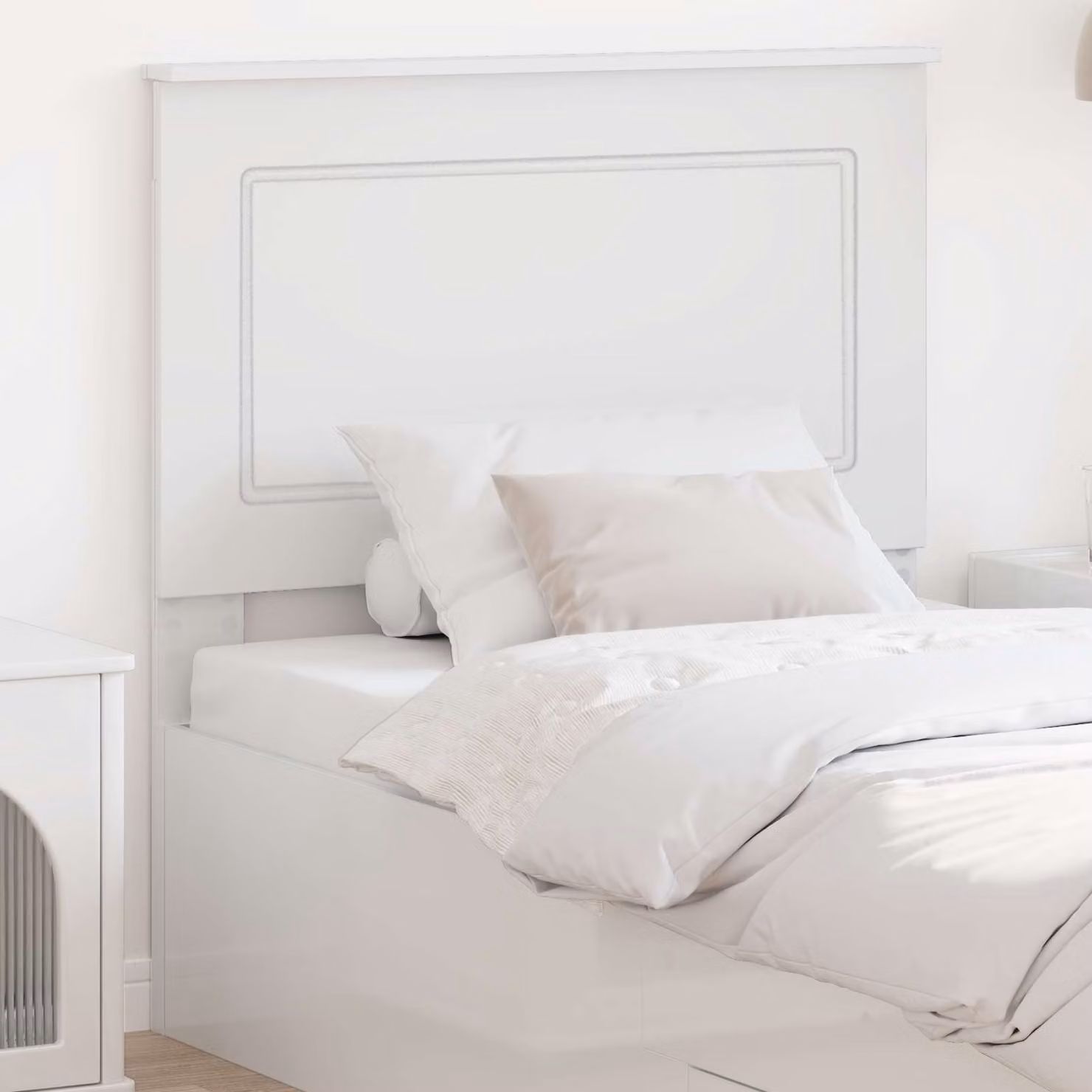 Testiera per letto vidaXL in legno ingegnerizzato bianco, L: 100 cm