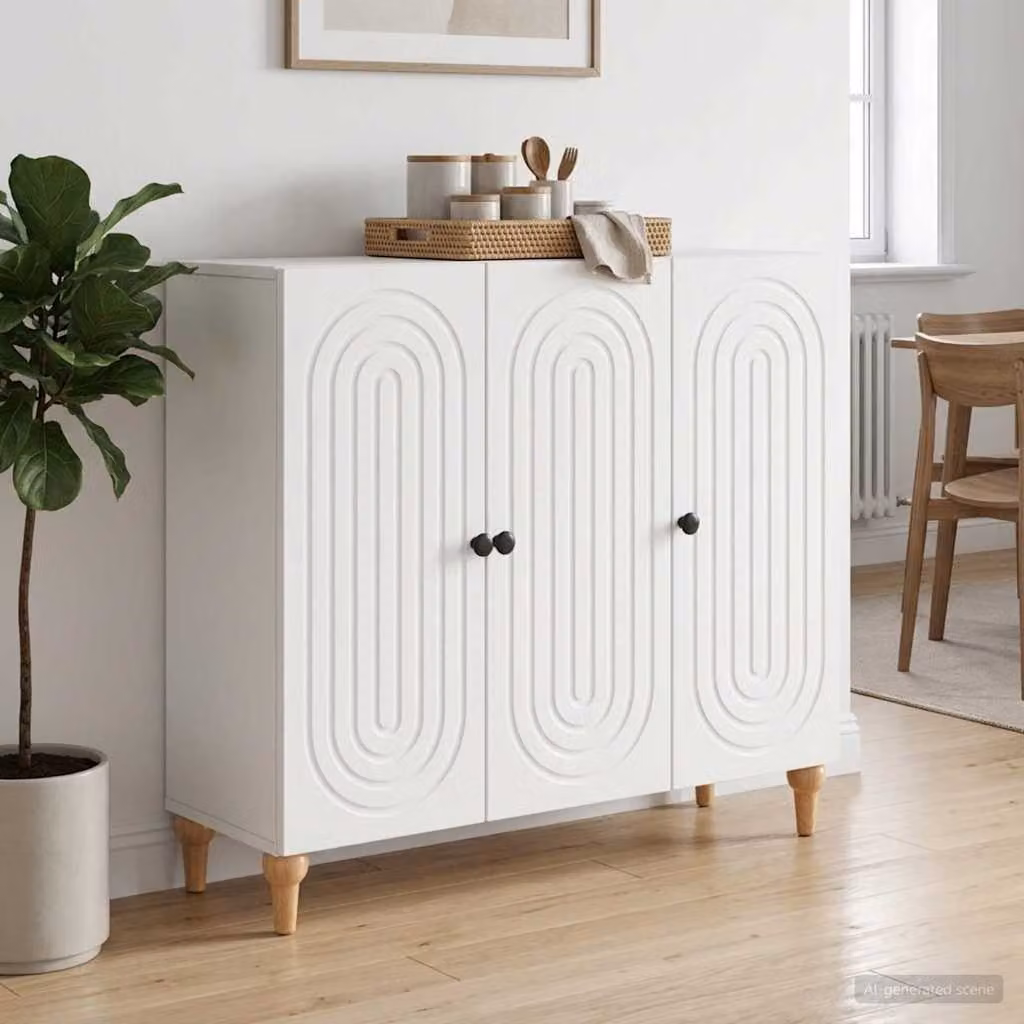 Credenza moderna vidaXL in legno MDF bianco L: 89 cm, P: 34,5 cm, H: 80 cm