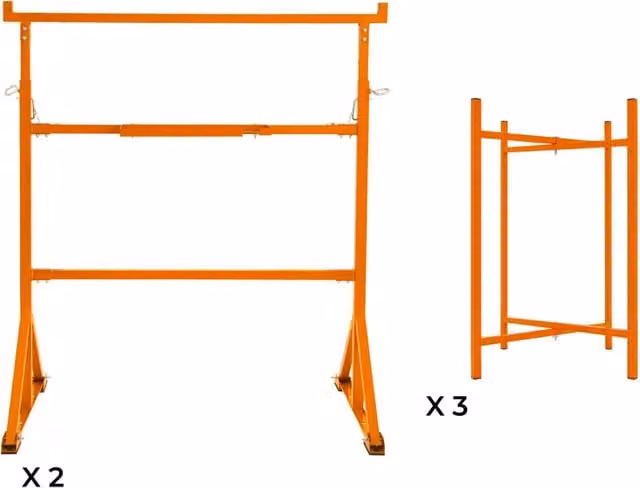 Set di Cavalletti Pieghevoli e Supporti per Tavola Malta Monster Shop in Acciaio Heavy Duty, Colore Arancione