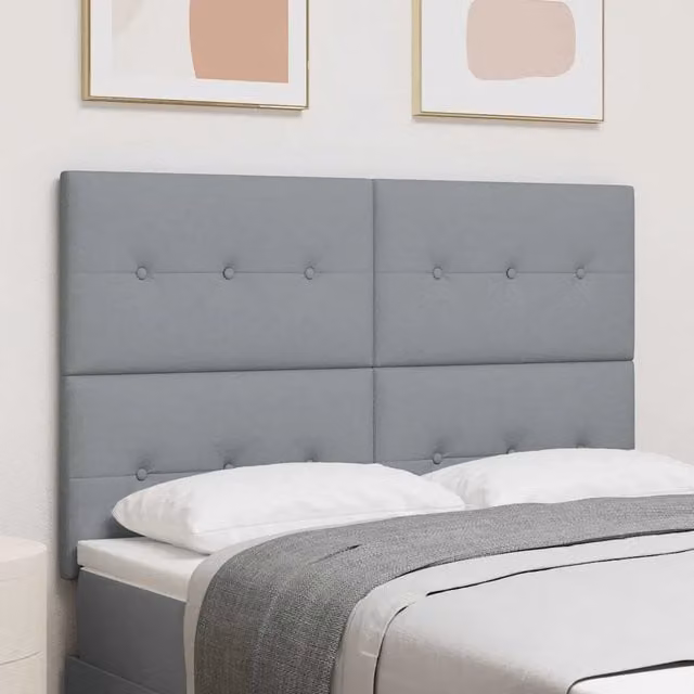 Testiera con illuminazione LED e porte USB vidaXL in tessuto grigio, Larghezza: 160 cm