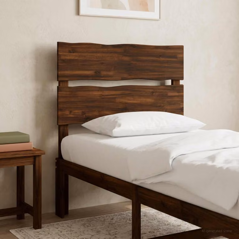 Testiera per letto vidaXL ROSTOCK in legno massello di acacia, Marrone Scuro, L: 115 cm, H: 79 cm