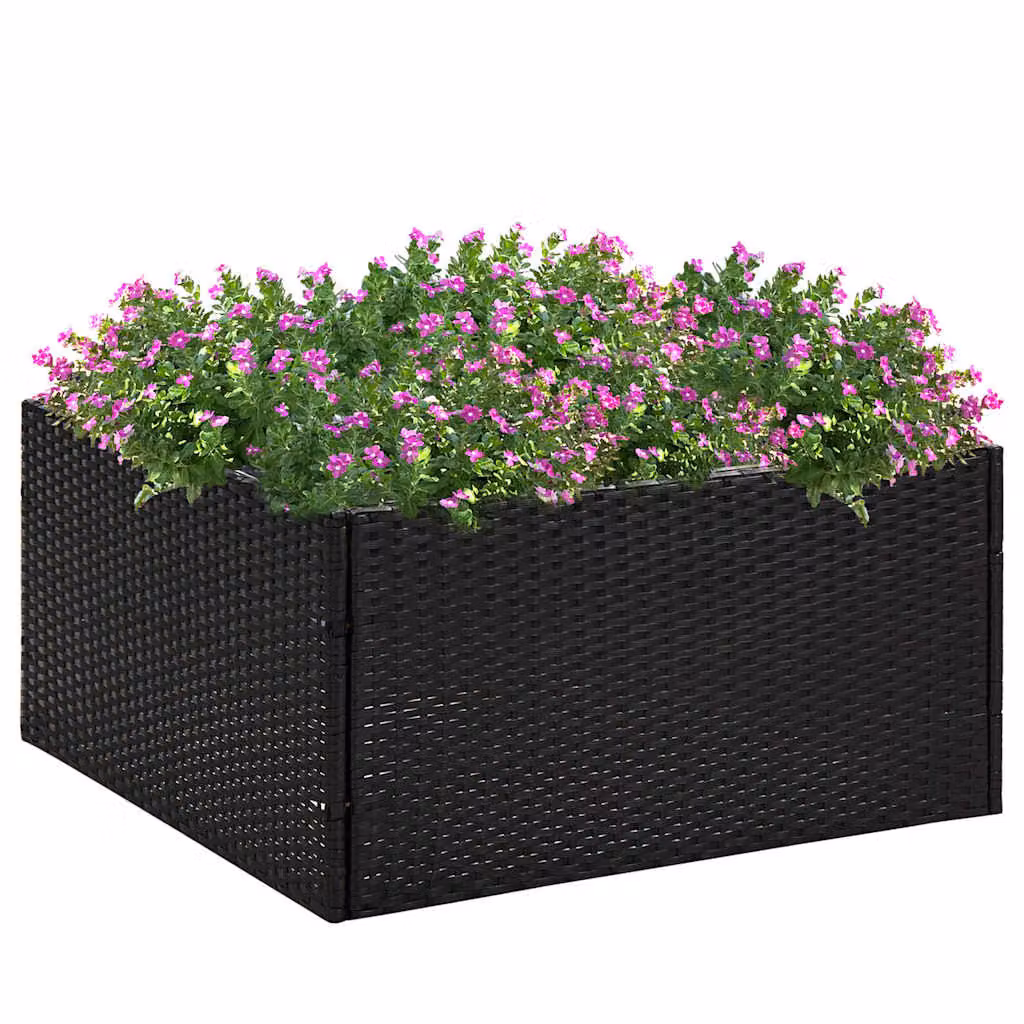 Fioriera da giardino vidaXL in polyrattan nera L 80 x P 80 x H 40 cm