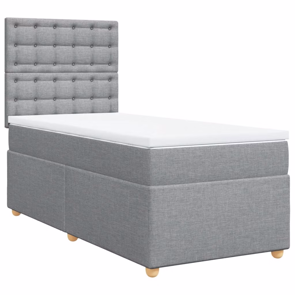 Giroletto a Molle con Materasso Grigio Chiaro 90x190 cm Tessuto