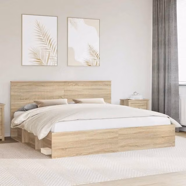Struttura del letto Rovere Sonoma 200 x 200 cm Pino massello 3410967