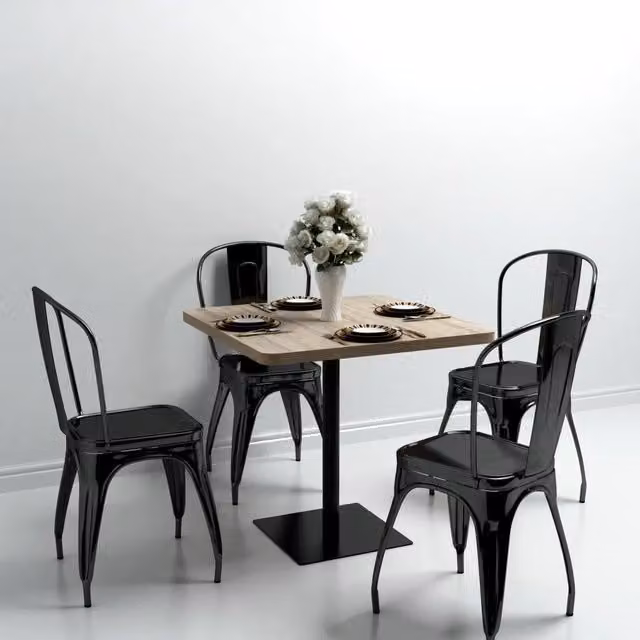 Tavolo Bistrot Quadrato vidaXL in MDF e Metallo Marrone L/P/H: 80 x 80 x 75 cm – 1