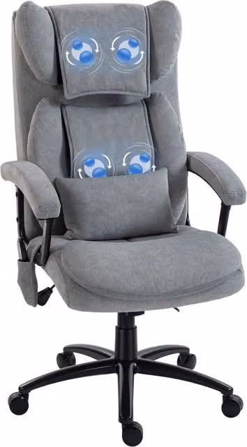 Sedia da Ufficio Ergonomica con Massaggio ¨C Xylo ¨C Schienale Alto, Seduta Larga, Grigio