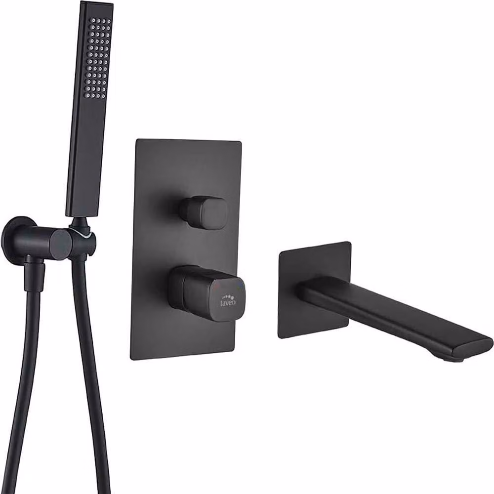 TORES Black Laveo Miscelatore da incasso per vasca con set doccia