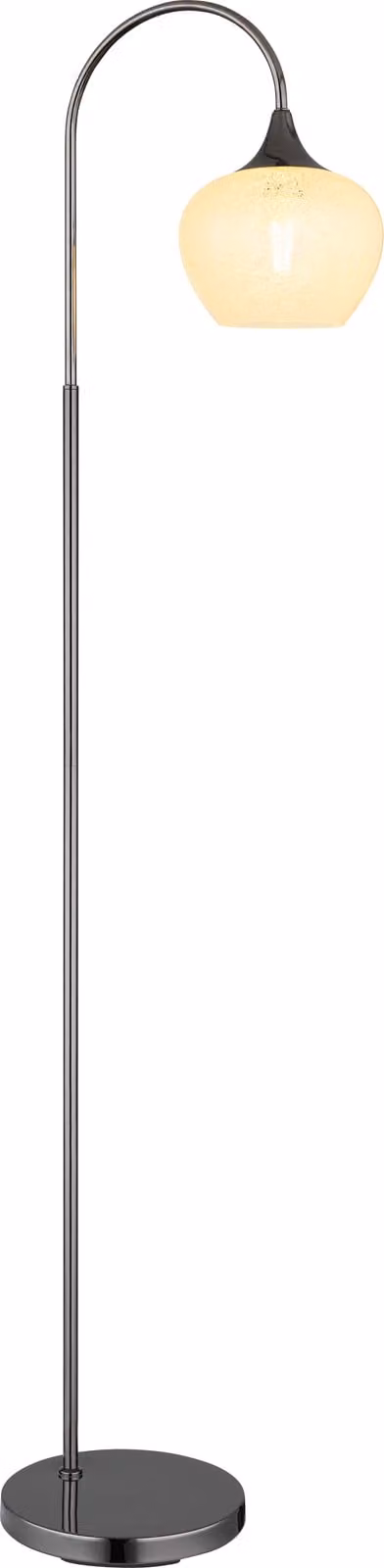 Lampada da terra Globo Lighting, struttura in metallo nero e cromato, vetro trasparente, cristalli in acrilico trasparente, cavo in PVC trasparente, interruttore a pedale integrato nel cavo, dimensioni: 390x250x1500 mm, lunghezza del cavo: 1800 mm, esclus