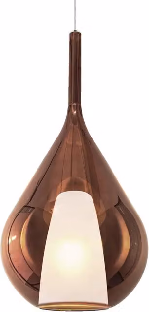 Sospensione Contemporanea Kalique Vetro Rame Bianco E Cromo 1 Luce E27 H59Cm
