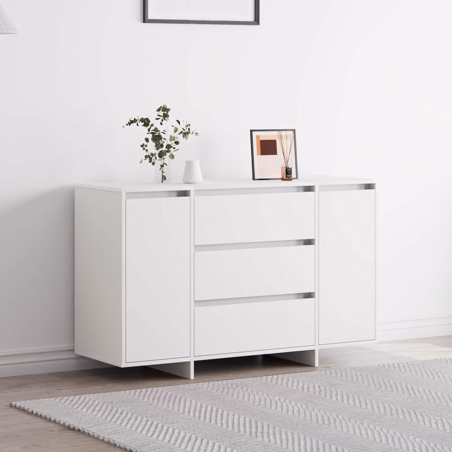 Credenza moderna vidaXL con cassetto in legno bianco L: 120 cm, P: 41 cm, H: 75 cm