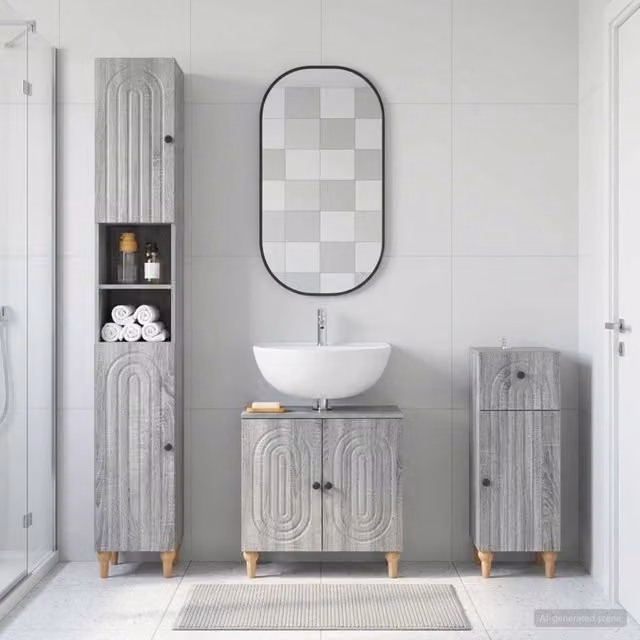 Set di armadietti da bagno in 3 pezzi ALKMAAR Sonoma grigio 3417834