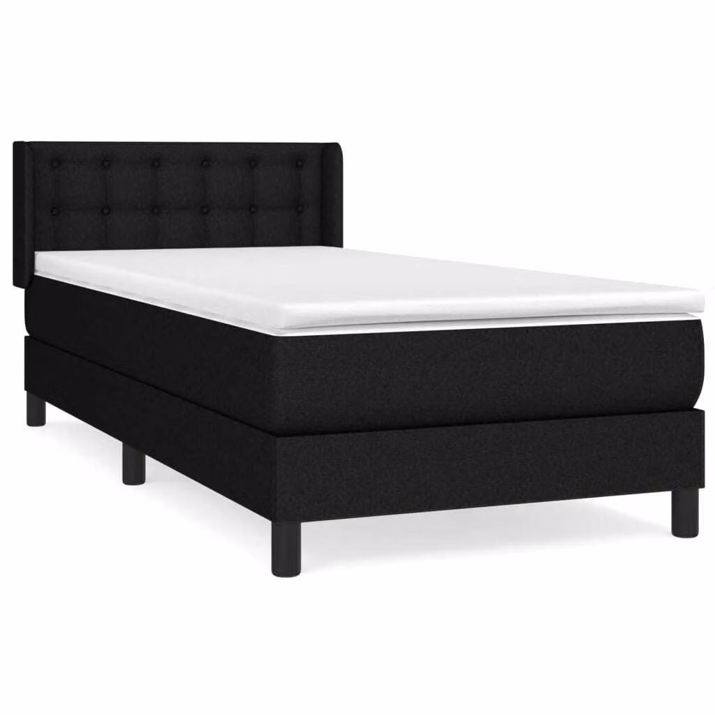 Giroletto a Molle con Materasso Nero 90x200 cm in Tessuto