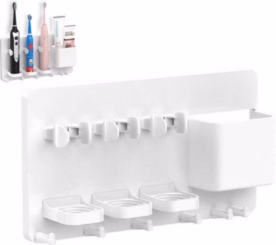 Supporti elettrici per spazzolini da denti - Supporti da parete - Alta qualità - Regolabili - Supporti per prodotti da bagno - Organizzatori per il bagno - Universali - Autoadesivi - Senza forature - Bianchi