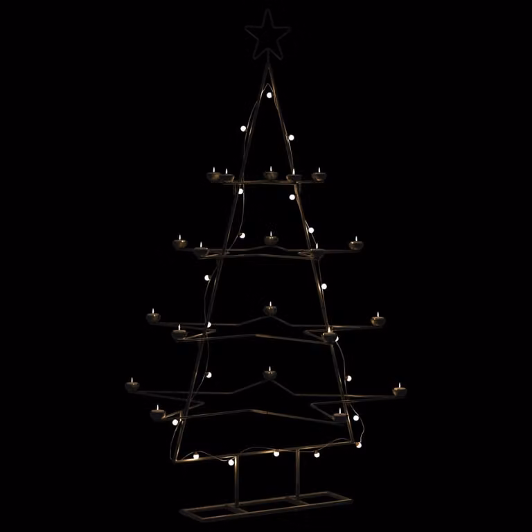 Albero di Natale decorativo moderno vidaXL in metallo nero, Altezza: 140 cm