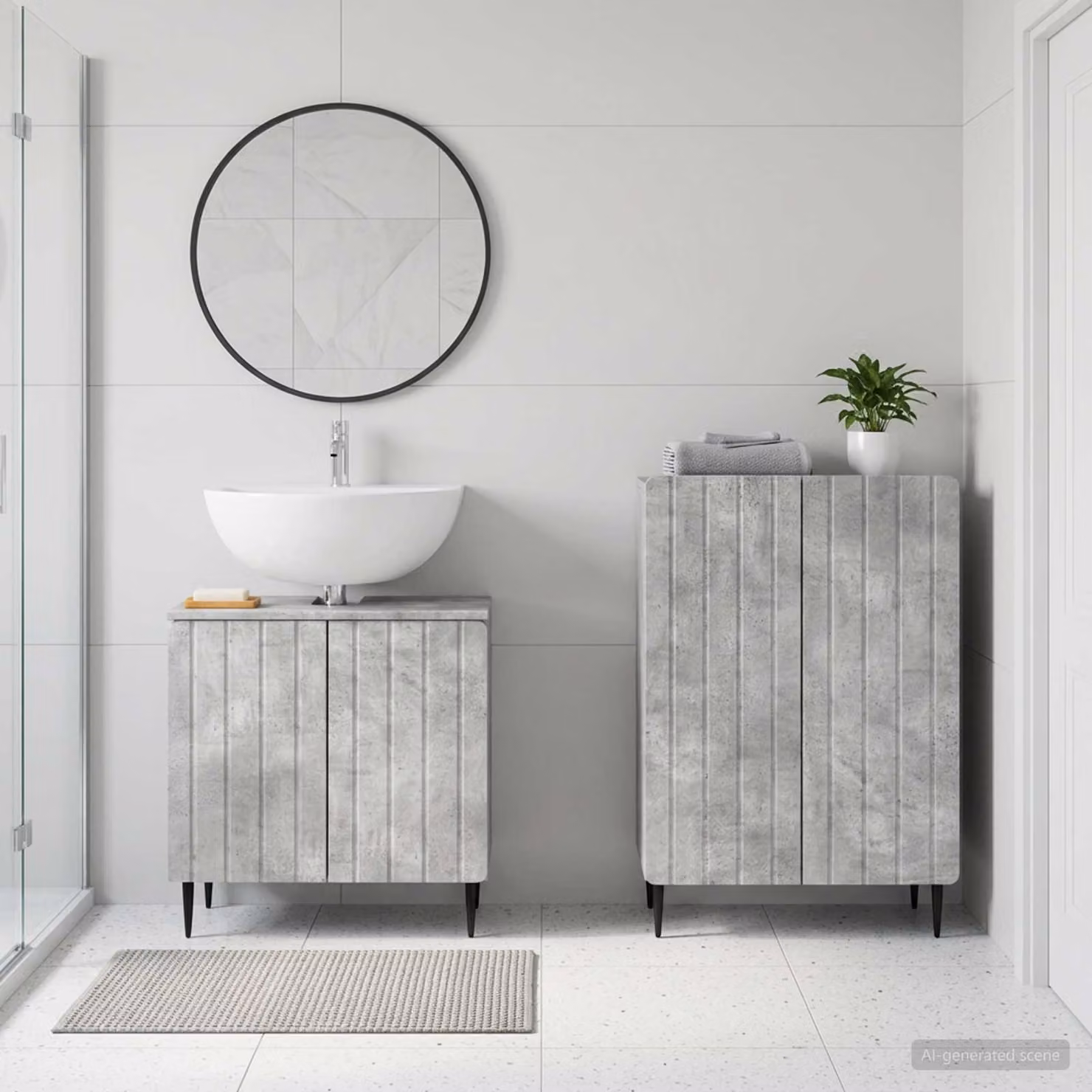 Set di mobili da bagno vidaXL ZWOLLE composto da 2 pezzi, mobile lavabo e mobile contenitore, colore grigio, design moderno in legno