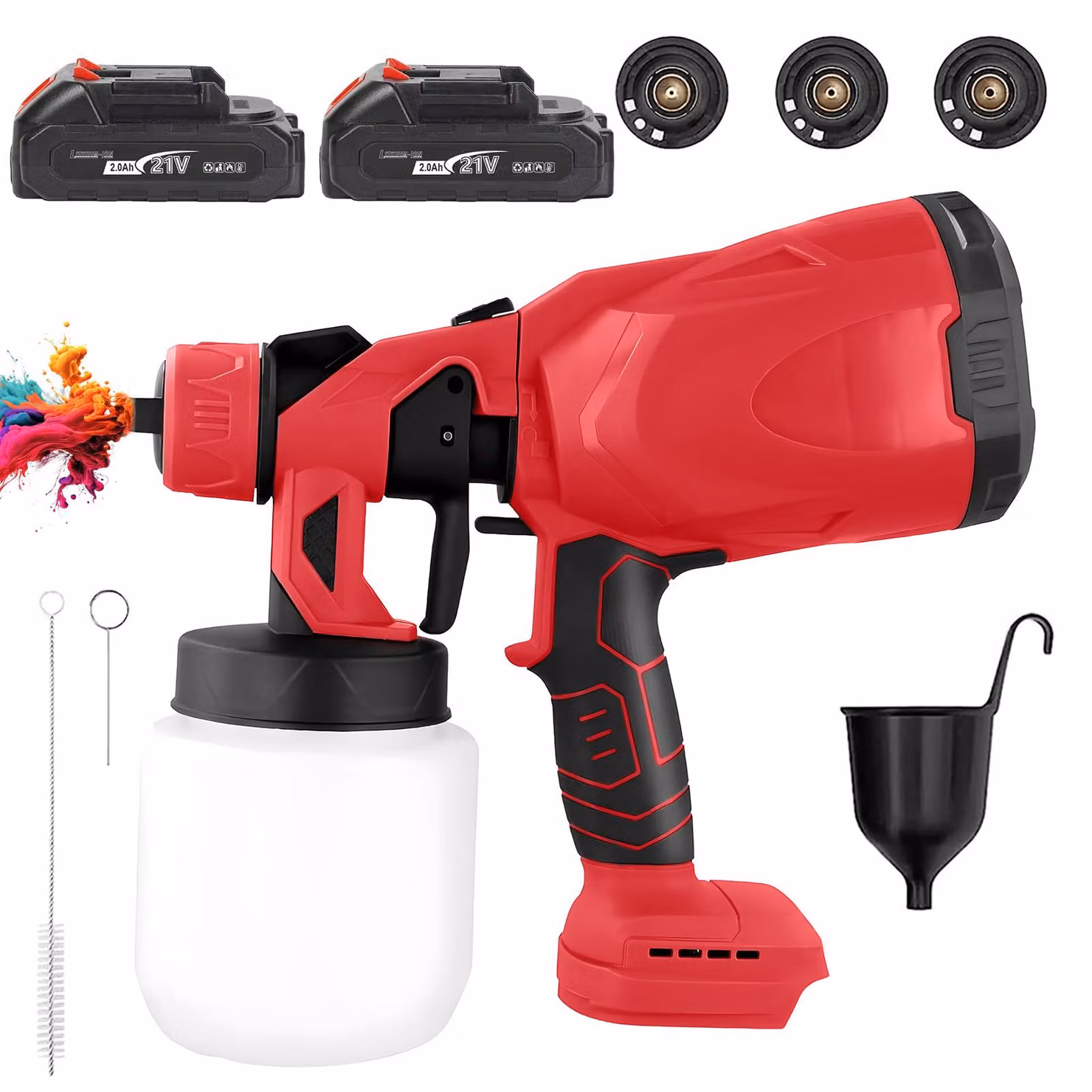Spruzzatore a batteria HDeye 21V 800W 3 ugelli 800ml 2 batterie, rosso