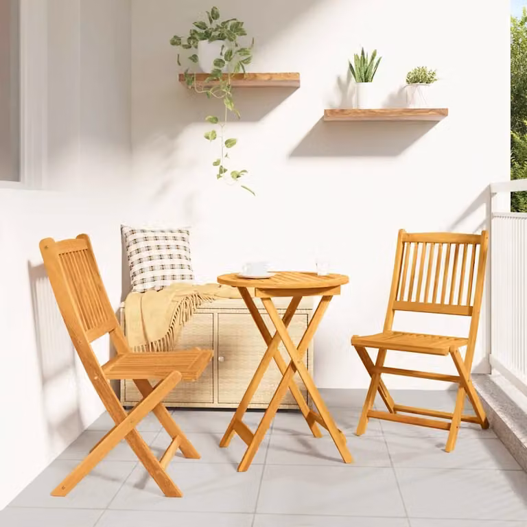 Set Bistro da Giardino vidaXL in Legno di Acacia Massello Marrone 3 Pezzi