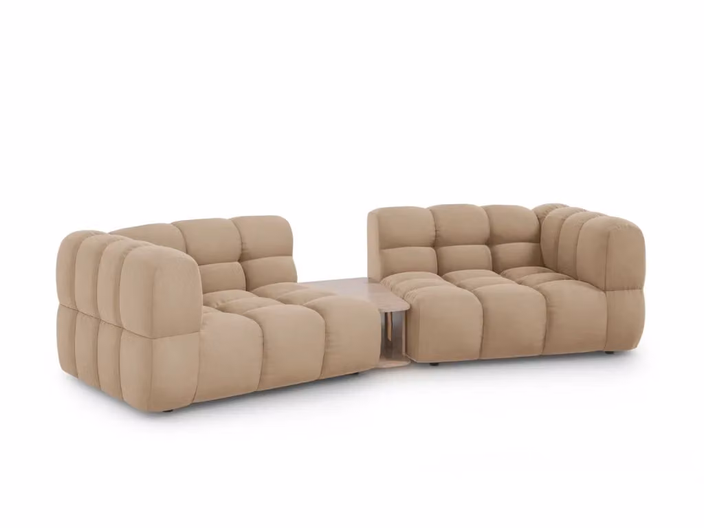 Divano modulare Sky Cosmopolitan Design a 2 posti in velluto colore sabbia con funzione letto L: 280 cm, P: 148 cm, H: 75 cm – 2