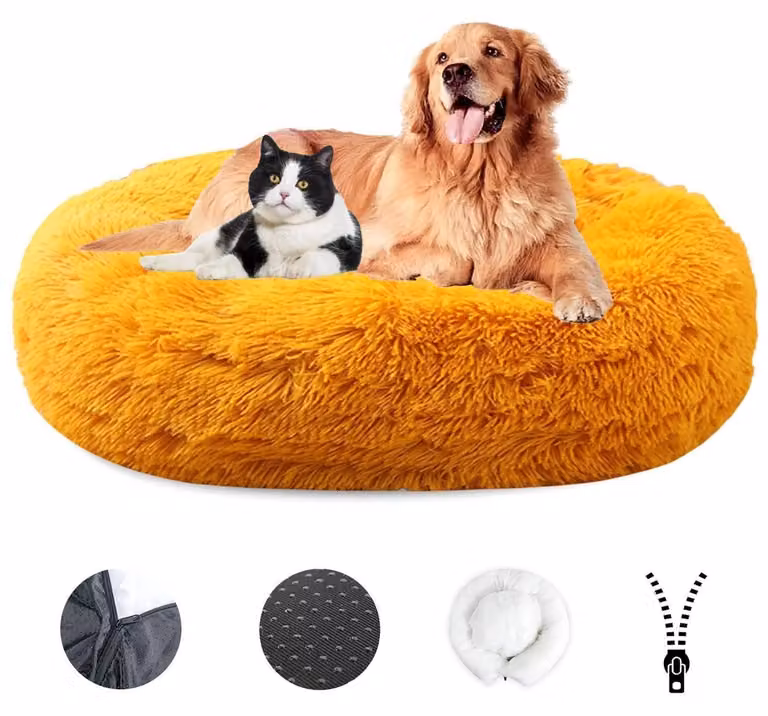 Cuccia per cani, morbida e lavabile, diametro 120 cm, color oro