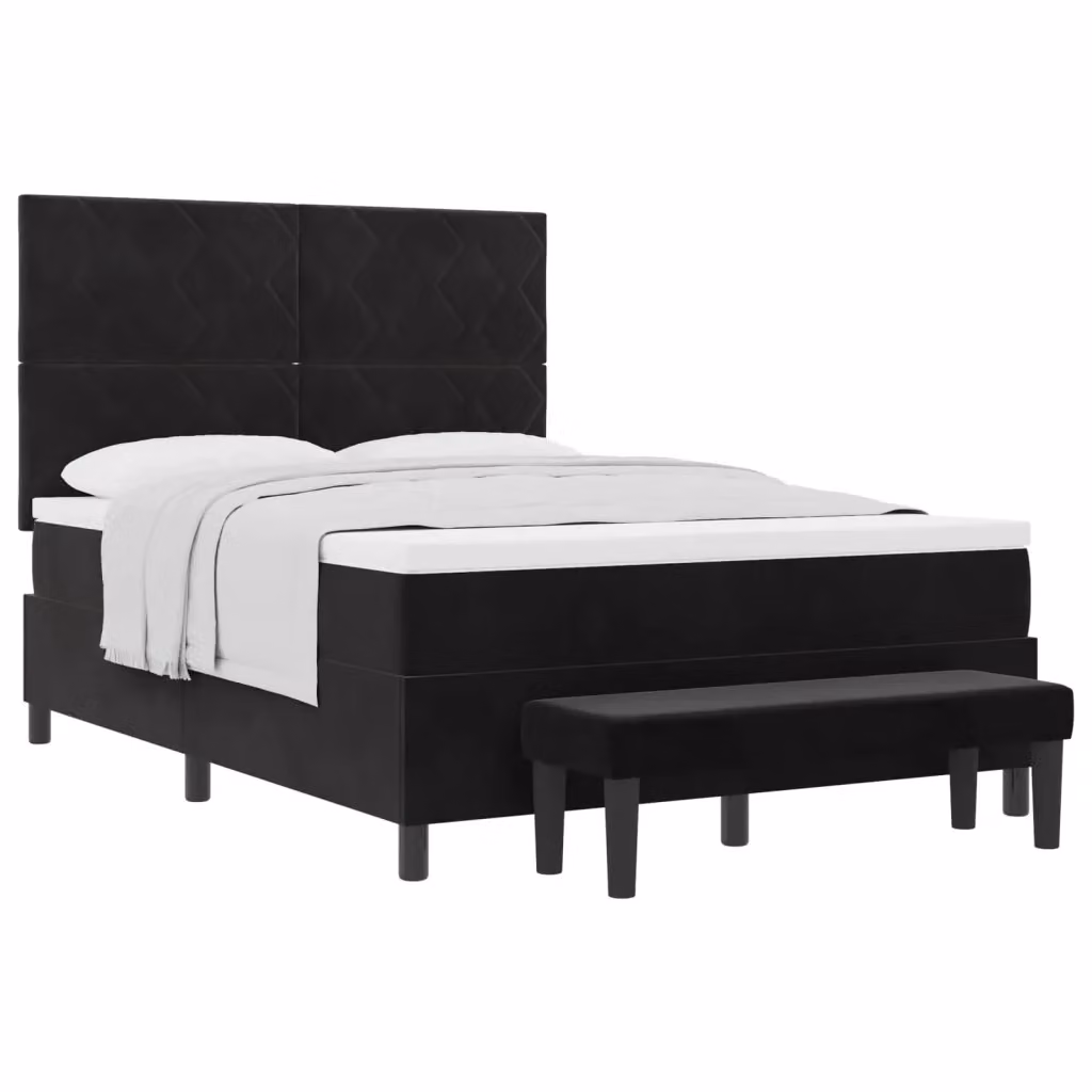 Letto moderno con testiera in velluto nero vidaXL L/P/H: 200 x 160 x 128 cm – 2