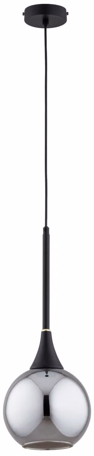 Lampada a sospensione con delicati dettagli dorati LARIKO nera 1xE27x15W metallo dim.: 85x20x20 cm IP20 Alfa
