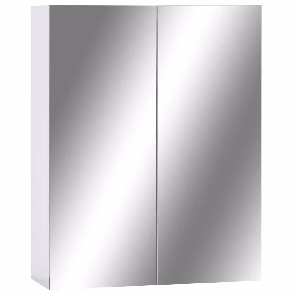 Armadietto da bagno con specchio vidaXL bianco e argento in MDF e vetro, L: 60 cm, P: 15 cm, H: 75 cm – 2