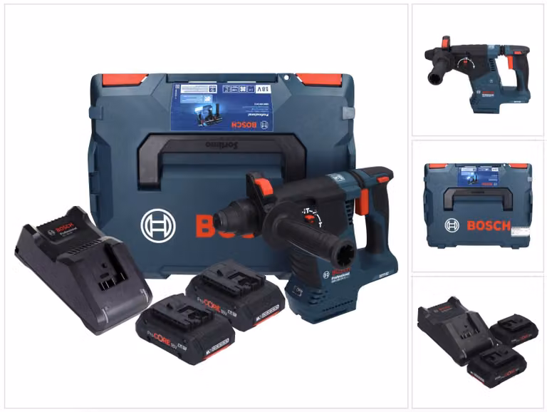Bosch GBH 18V-24 C Professional 18 V 2,4 J Brushless SDS plus trapano a percussione a batteria + 2x batteria ProCORE 4,0 Ah + caricabatterie + L-BOXX