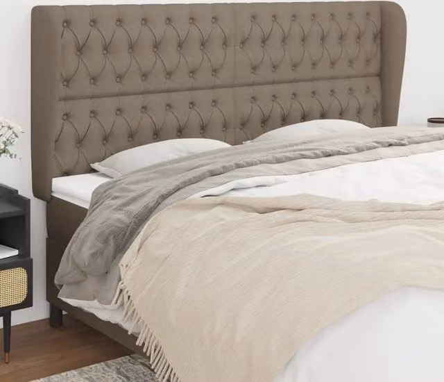 Testiera per letto imbottita vidaXL in tessuto beige con struttura in legno L: 183 cm, P: 23 cm, H: 118-128 cm – 1
