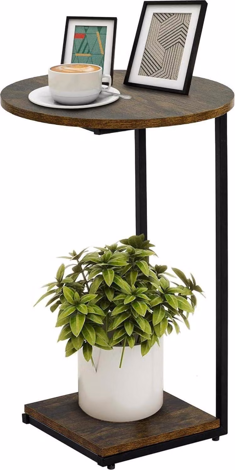 HDANI tavolino rotondo 40x40x60 cm vintage marrone-nero